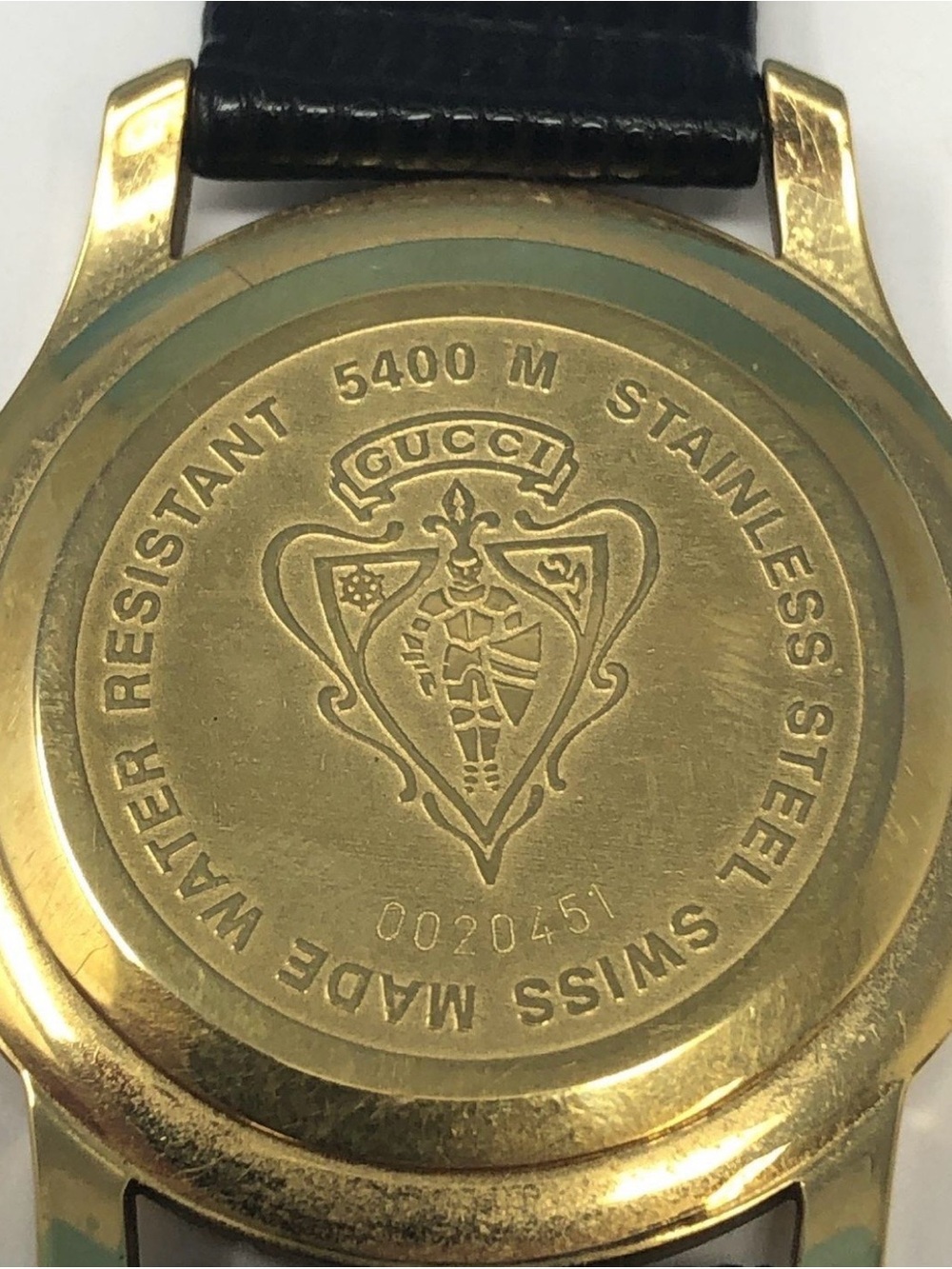 Vintage Gucci Gold Plated 5400M Date Just Watch with White Dial and Leather Band - Picture 6 of 7